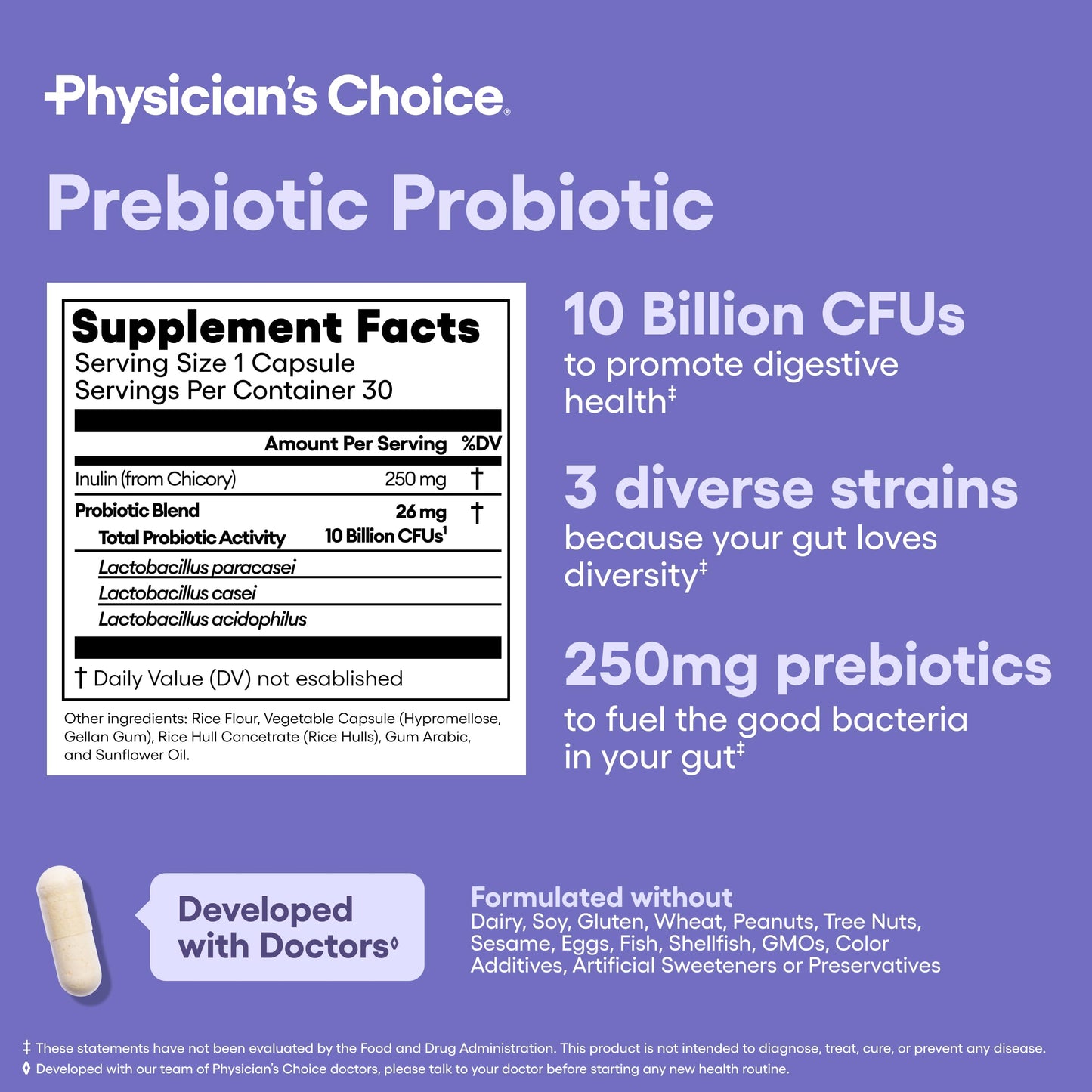 Physician's CHOICE Prebiotic-Probiotic - Multi-Strain Probiotics & Prebiotics for Digestive Health