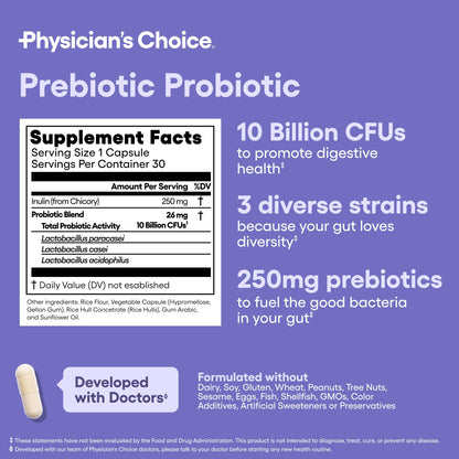 Physician's CHOICE Prebiotic-Probiotic - Multi-Strain Probiotics & Prebiotics for Digestive Health