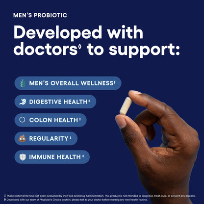 Physician's Choice Probiotics for Men - 70B CFU, 8 Strains, Selenium & Organic Prebiotics | Digestive & Immune Health - 30ct
