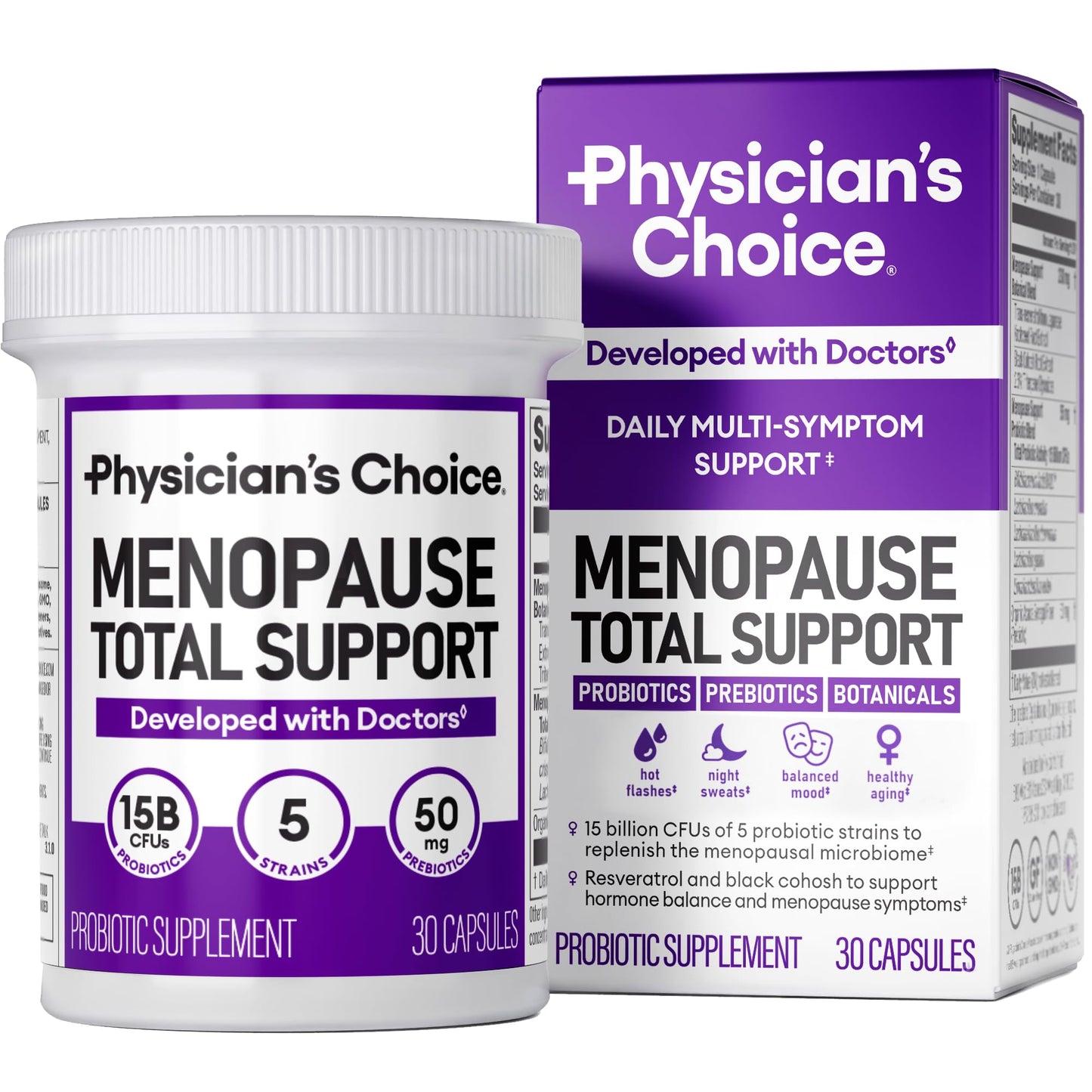 Physician's CHOICE Menopause Probiotic Supplement for Women - Hormone Balance, Hot Flashes & Gut Health - 30ct