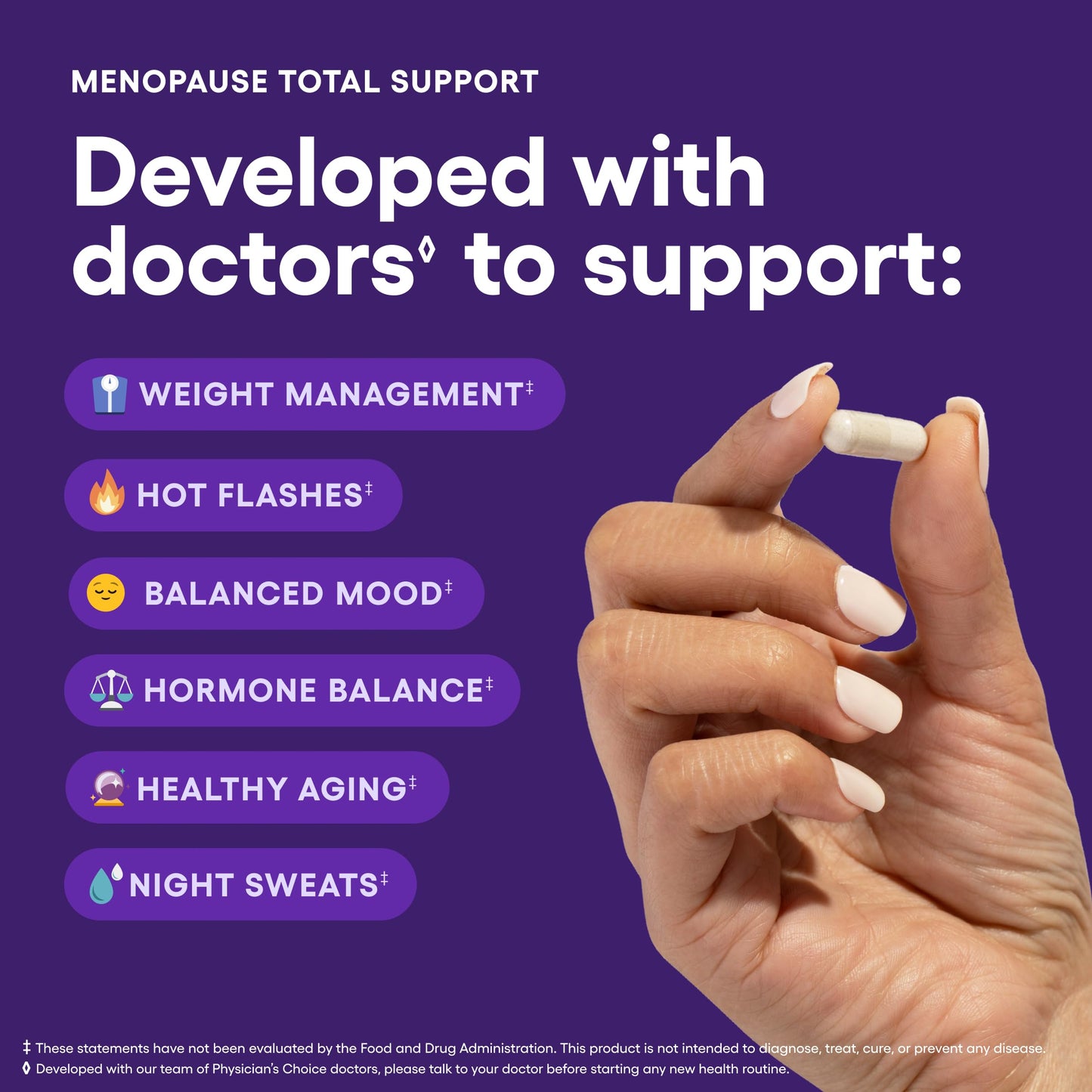Physician's CHOICE Menopause Probiotic Supplement for Women - Hormone Balance, Hot Flashes & Gut Health - 30ct
