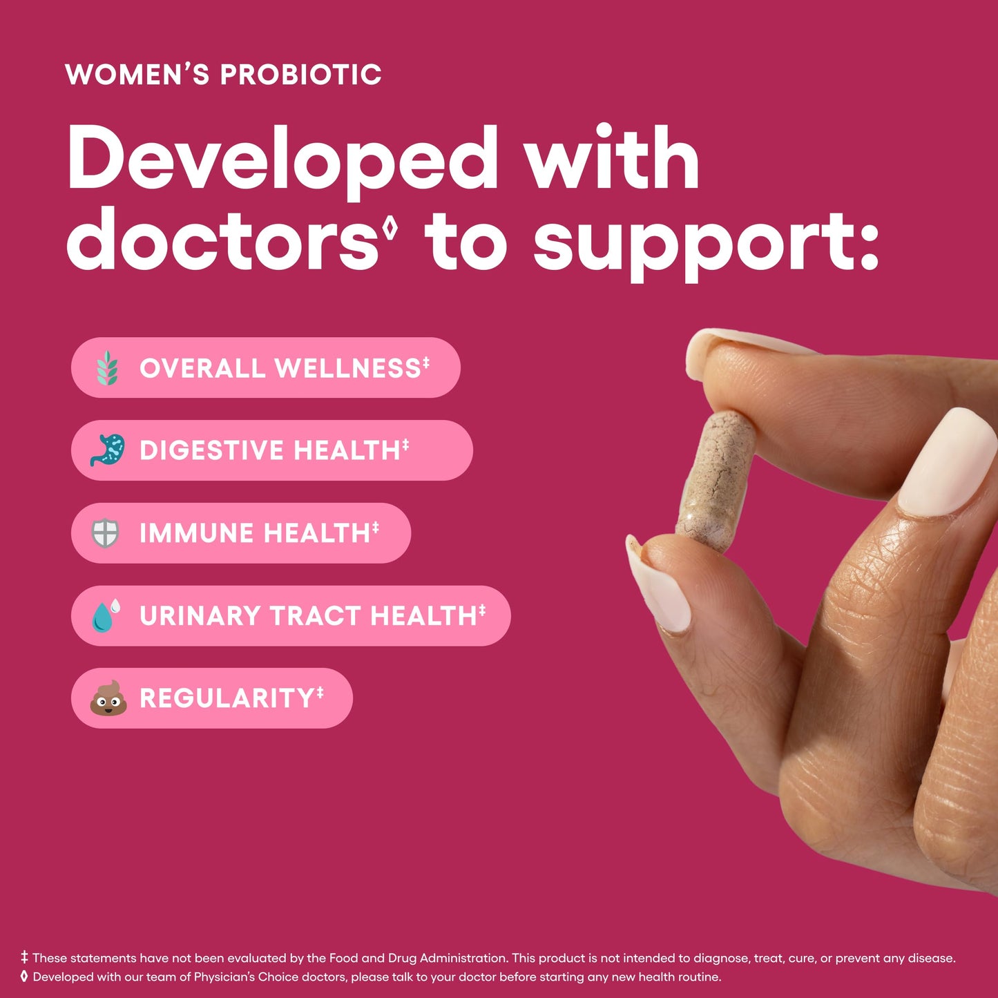 Physician's CHOICE Probiotics for Women - 50 Billion CFU, 6 Strains, Organic Prebiotics - UT & Digestive Health - 30 Count