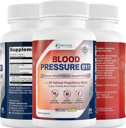 Phytage Labs Blood Pressure 911 Premium Supplement – BP Support Pills, 3-Pack