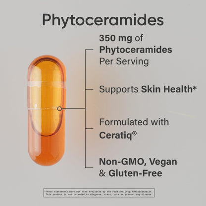 Sports Research Phytoceramides 350 mg – Vegan Ceramides for Skin Hydration, 60 Count