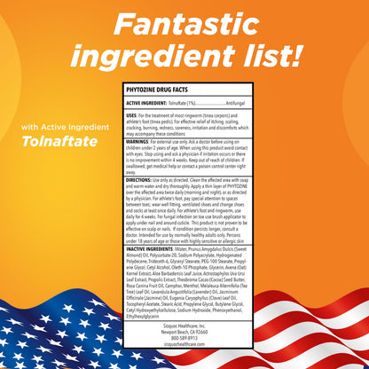 PHYTOZINE Anti Fungal Cream 1% Tolnaftate – Ringworm & Athlete’s Foot Treatment (USA) | 1 oz