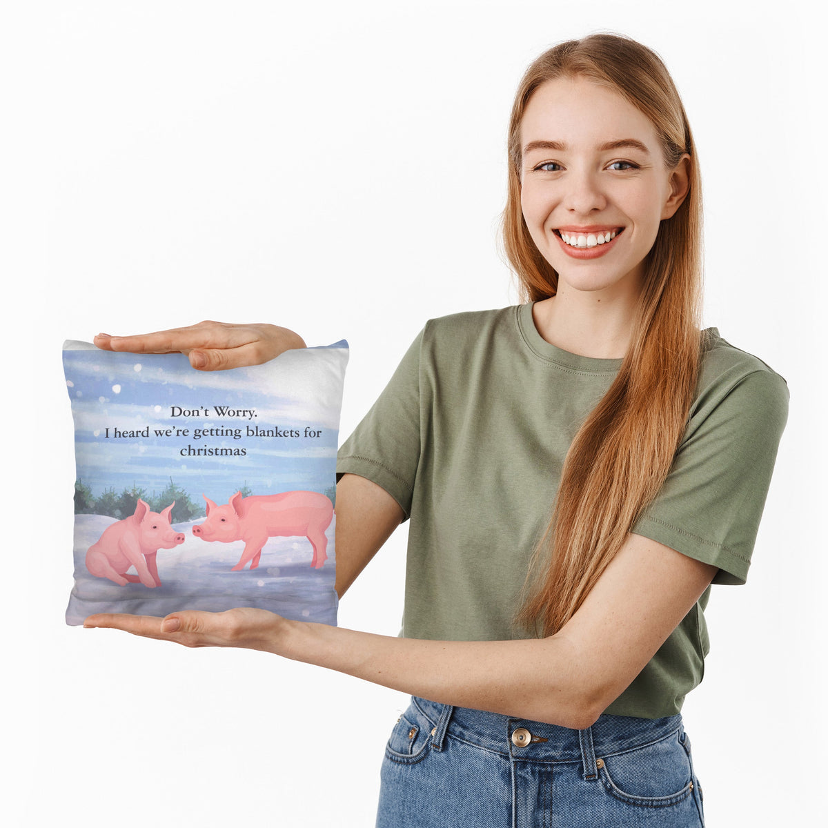 Xmas Pigs in Blankets - Cushion - Two Sizes
