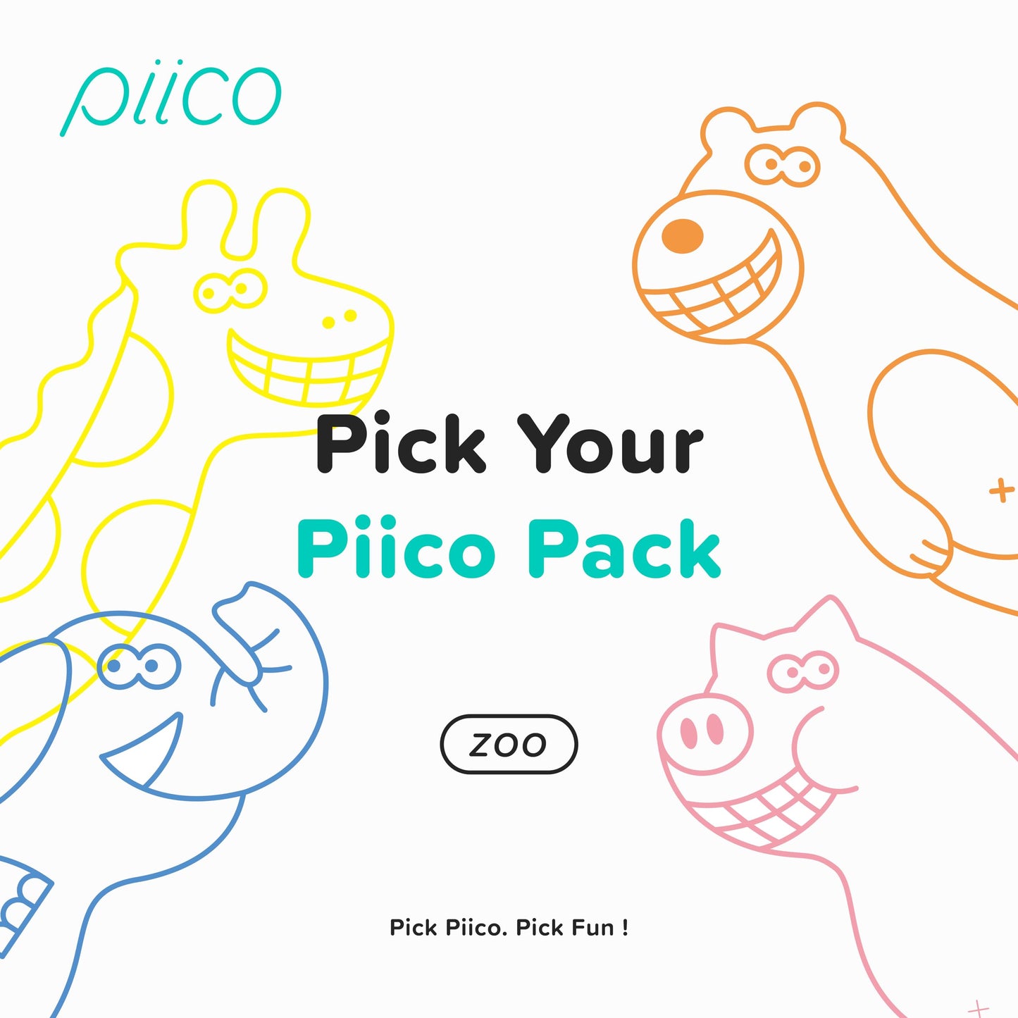 Piico Unflavored Kids Floss Picks – 80 Count Zoo Dual-Line Fluoride-Free