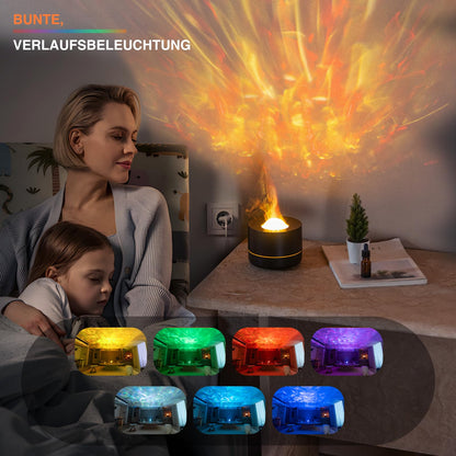 PiKaPiKaP Essential Oil Diffuser — Flame Projection, Starry Sky Light, Auto Shut-Off