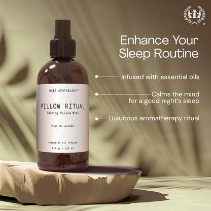 Muse Apothecary Pillow Ritual – Aromatic Pillow Mist (8 oz) – Tonka Bean, Amber & Cedarwood