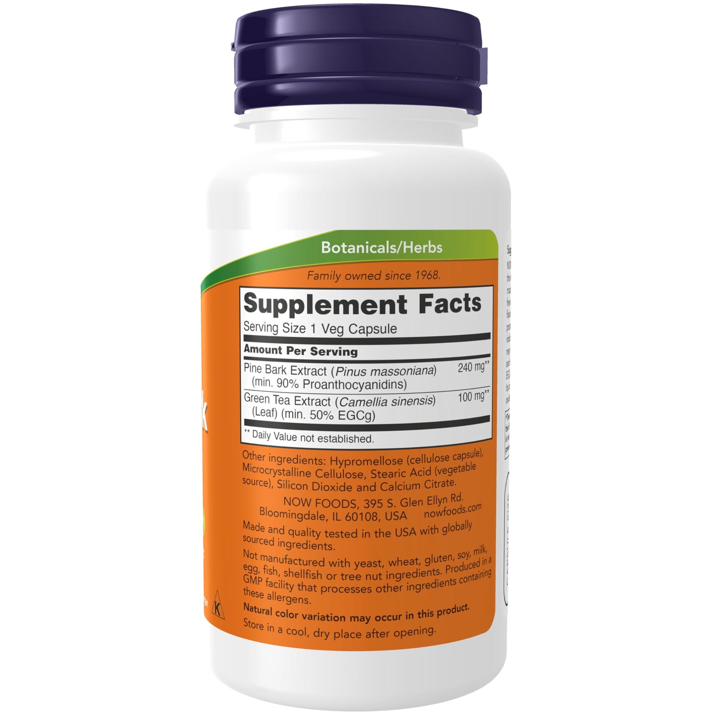 NOW Foods Pine Bark Extract 240 mg - 90% OPC (Inner Bark of Chinese Red Pine) - 90 Veg Capsules