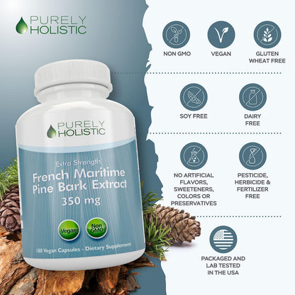 Purely Holistic Pine Bark Extract 350mg – 180 Vegan Capsules