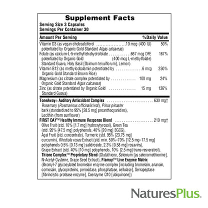 Natures Plus AgeLoss Hearing Support - 90 Capsules - Vegetarian & Gluten Free | 30 Servings