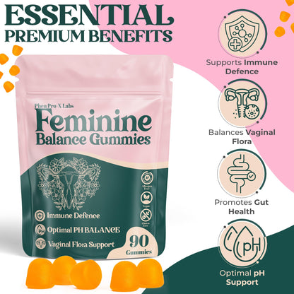 Premium Feminine Balance Gummies for Women – Pineapple pH & 4-in-1 Support | 90 Count (Vegan & Gluten-Free)