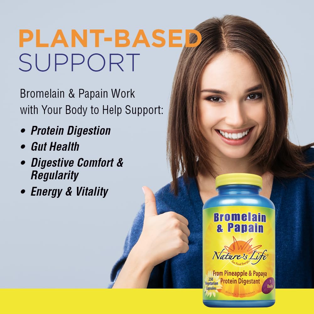 Nature's Life Bromelain & Papain — Digestive Enzymes (250mg, 250 CT)