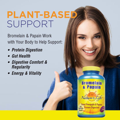 Nature's Life Bromelain & Papain — Digestive Enzymes (250mg, 250 CT)