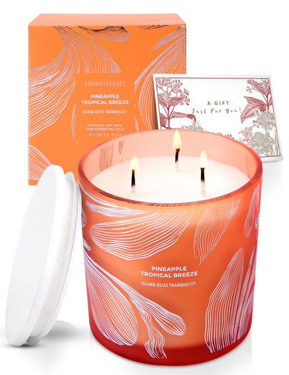 Pineapple Tropical Breeze Soy Candle – 14.5 oz, 3-Wick, Pineapple Paradise
