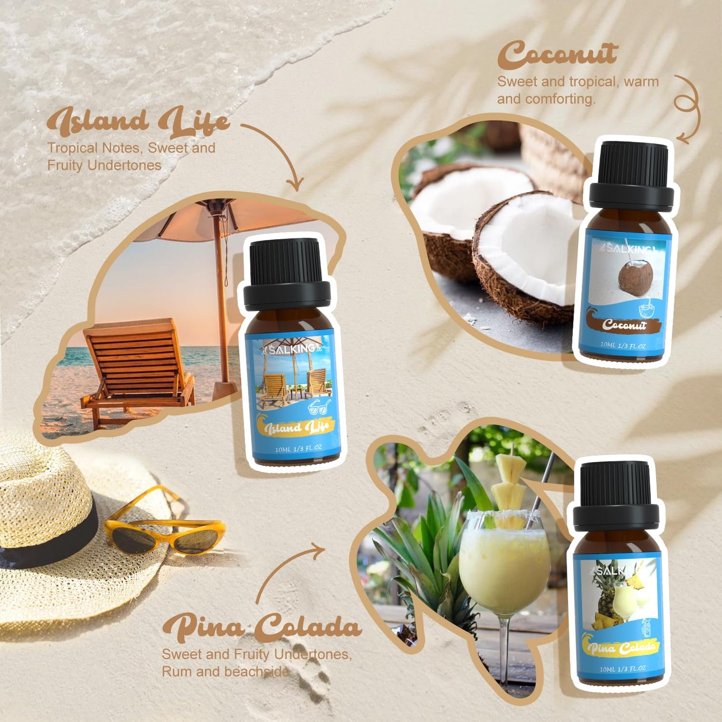 SALKING Surf & Sand Fragrance Oils – Premium Diffuser Gift Set