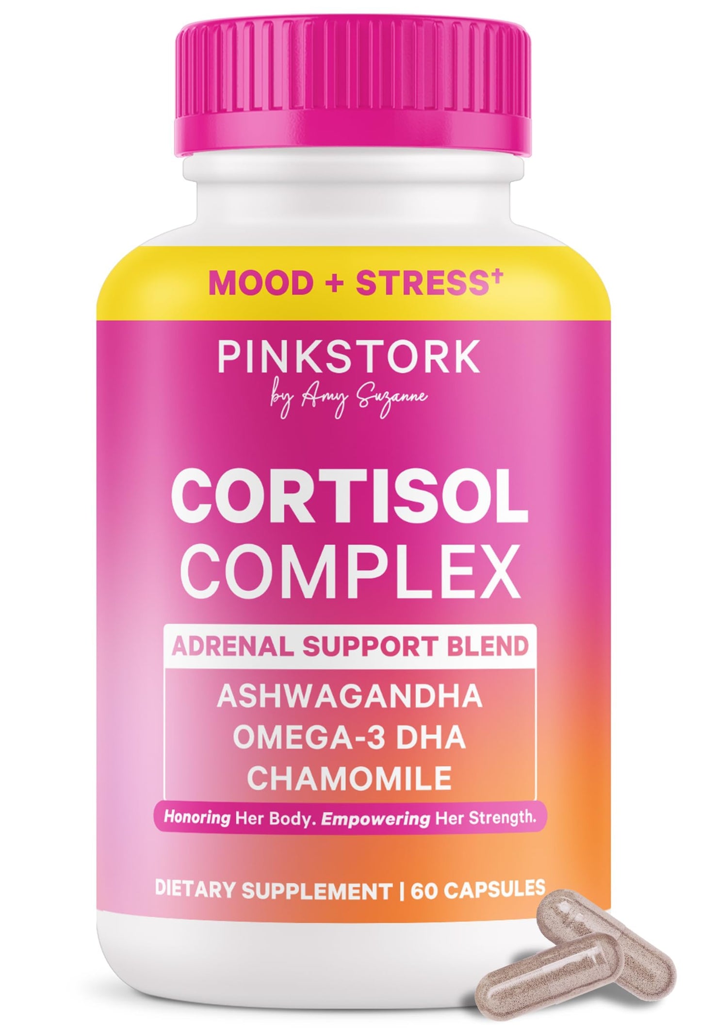 Pink Stork Cortisol Complex for Women – Adaptogenic Adrenal Support, 60 Count