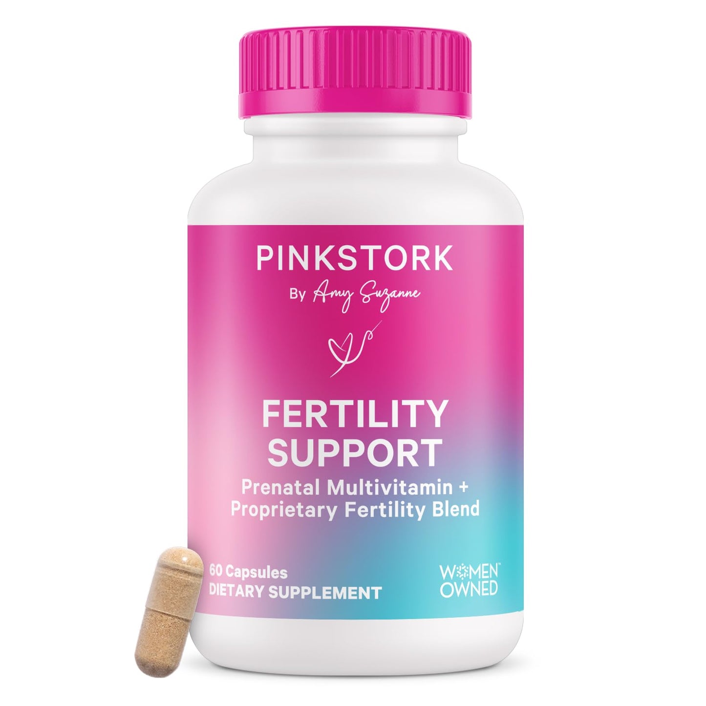 Pink Stork Fertility Supplements for Women | 2-in-1 Conception Support with Inositol, Vitex & Vitamins | Cycle Regularity, Hormone Balance & Reproductive Wellness | 60 Capsules