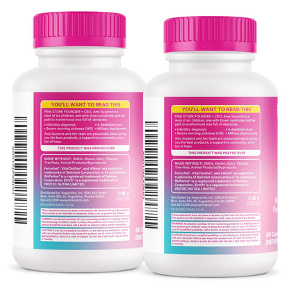 Pink Stork Fertility Supplements for Women — Prenatal Multivitamin for Ovulation & Hormone Balance (120 Capsules)