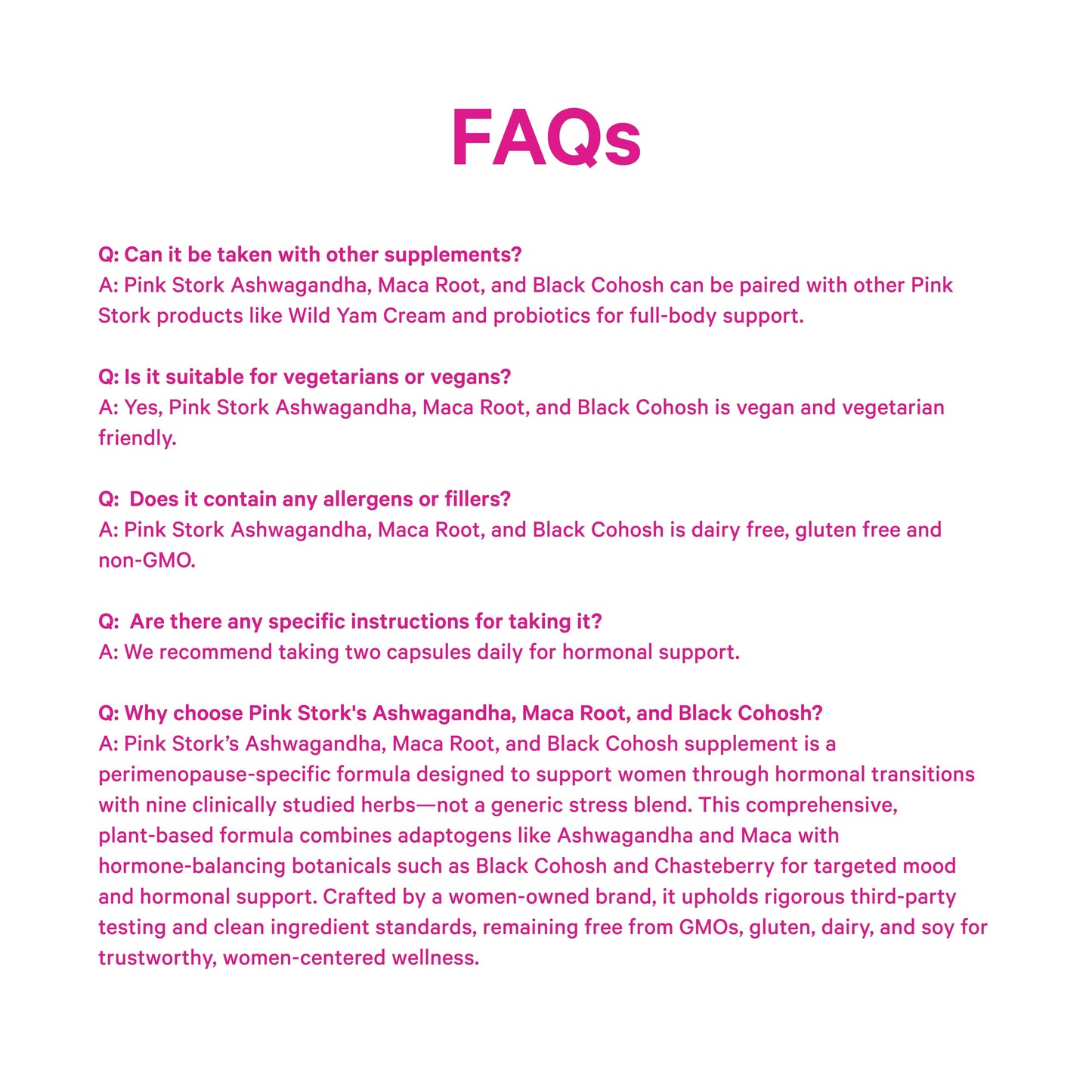 Pink Stork Ashwagandha, Maca Root & Black Cohosh — Perimenopause Hormone Balance Supplement for Women | 60 Capsules