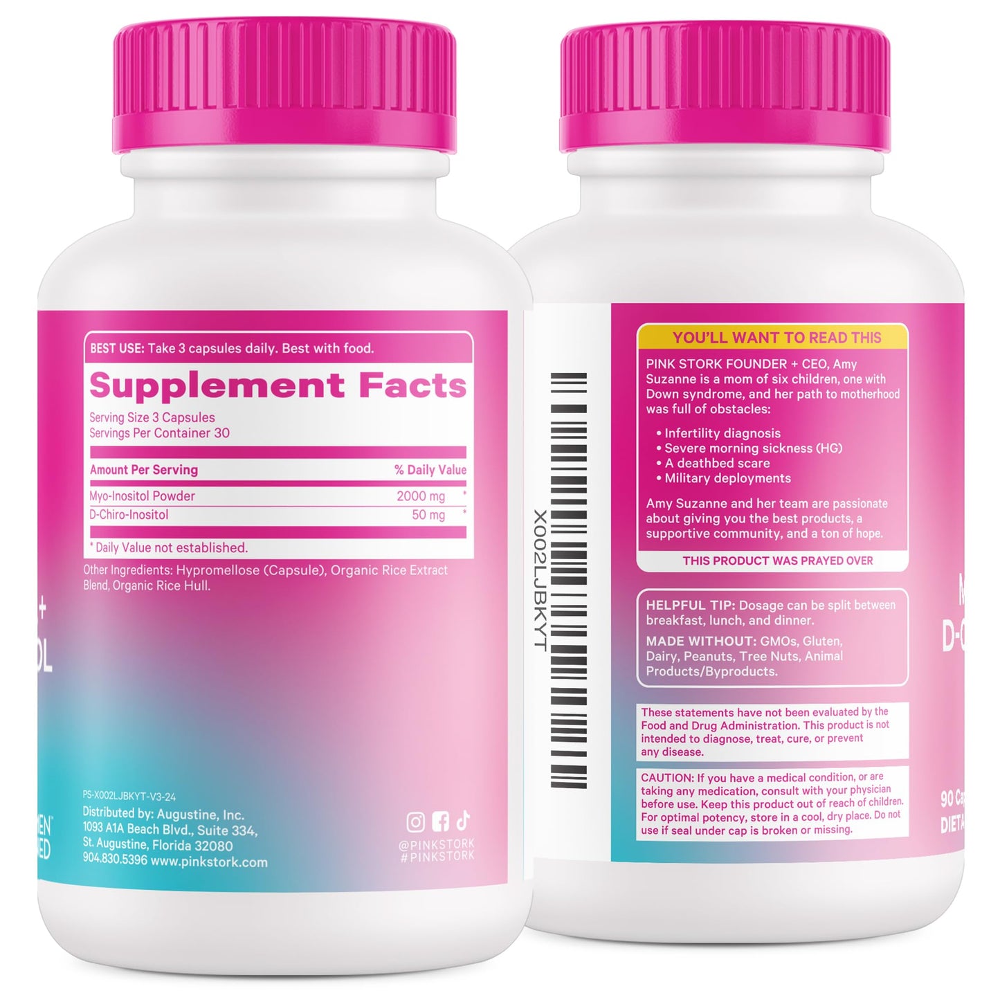 Pink Stork Inositol for Women – 40:1 Myo-Inositol & D-Chiro, 30 Servings