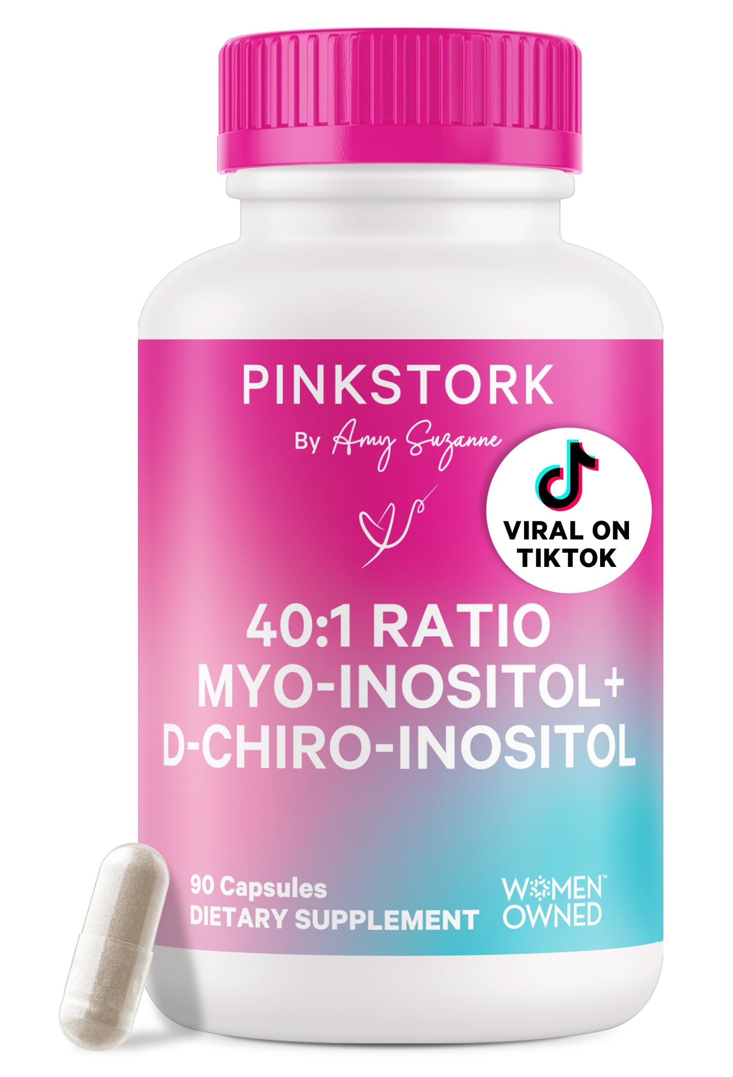 Pink Stork Inositol for Women – 40:1 Myo-Inositol & D-Chiro, 30 Servings