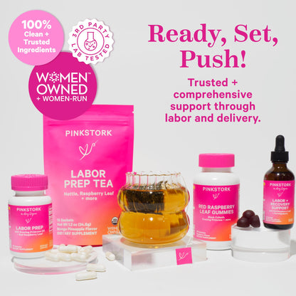 Pink Stork Labor Prep: Evening Primrose + Raspberry Leaf, Veg Capsules