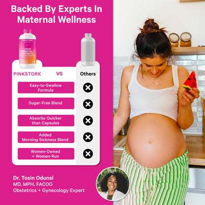 Pink Stork Liquid Prenatal Vitamins for Women – Berry Flavor, Organic Whole-Food Blend, 32 Servings