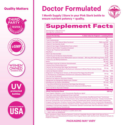 Pink Stork Liquid Prenatal Vitamins for Women – Berry Flavor, Organic Whole-Food Blend, 32 Servings