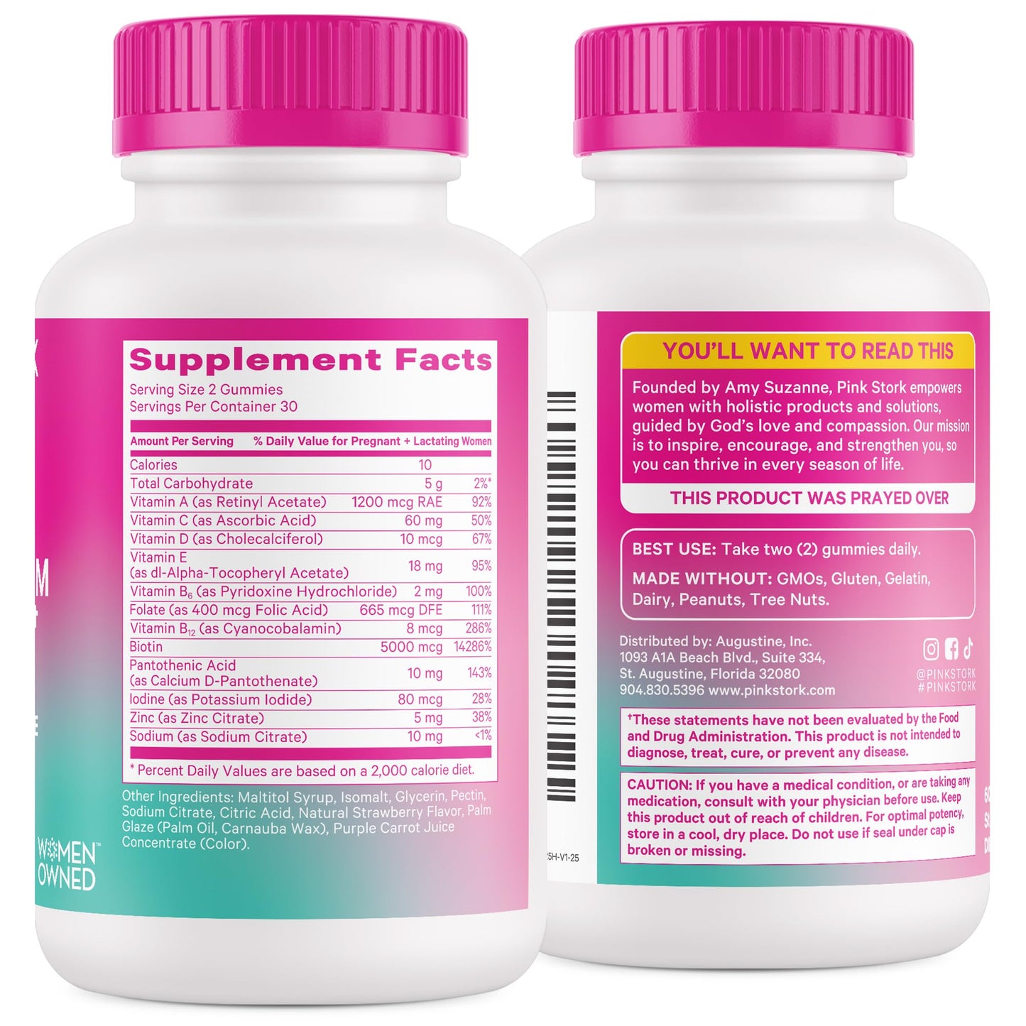 Pink Stork Postpartum Hair Loss Gummies – Biotin, Pantothenic Acid, Vitamin E