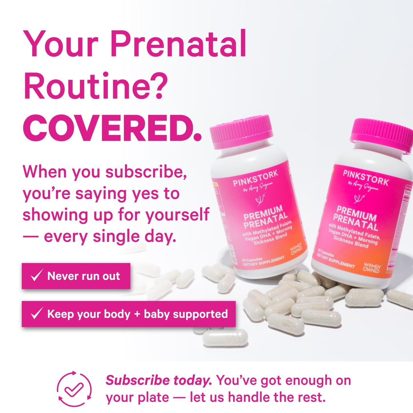 Pink Stork Premium Prenatal Vitamins – Organic Whole-Food Blend with Methylated Folate, Choline & Vegan DHA