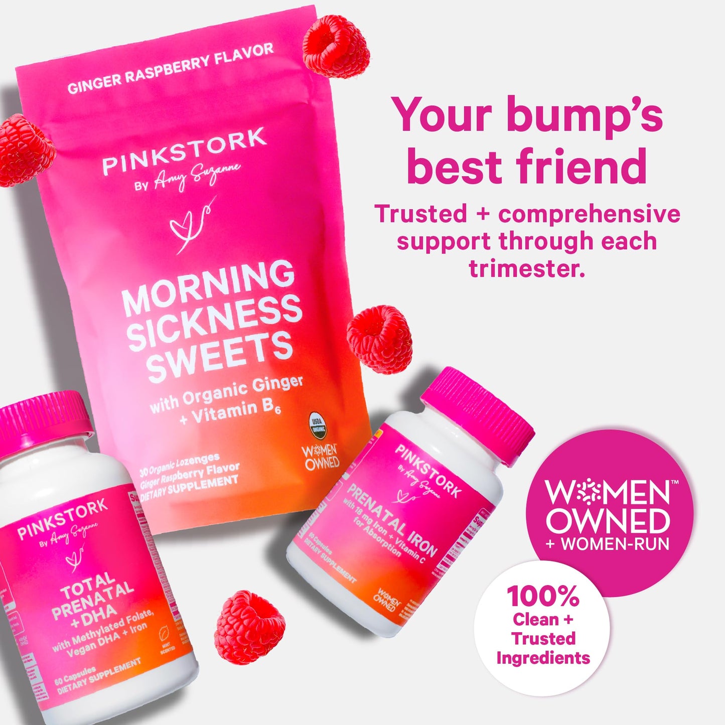 Pink Stork Prenatal Iron Gummies - 20 mg Iron + Vitamin C (Grape)