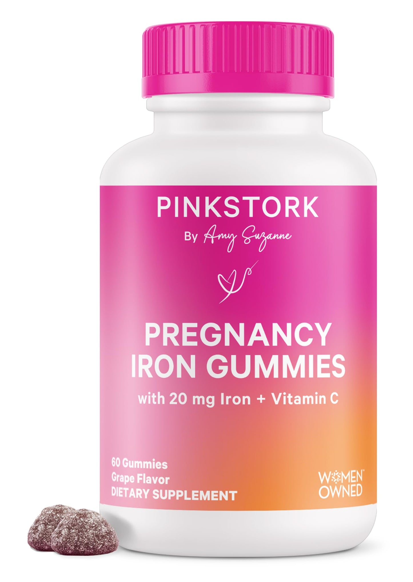 Pink Stork Prenatal Iron Gummies - 20 mg Iron + Vitamin C (Grape)
