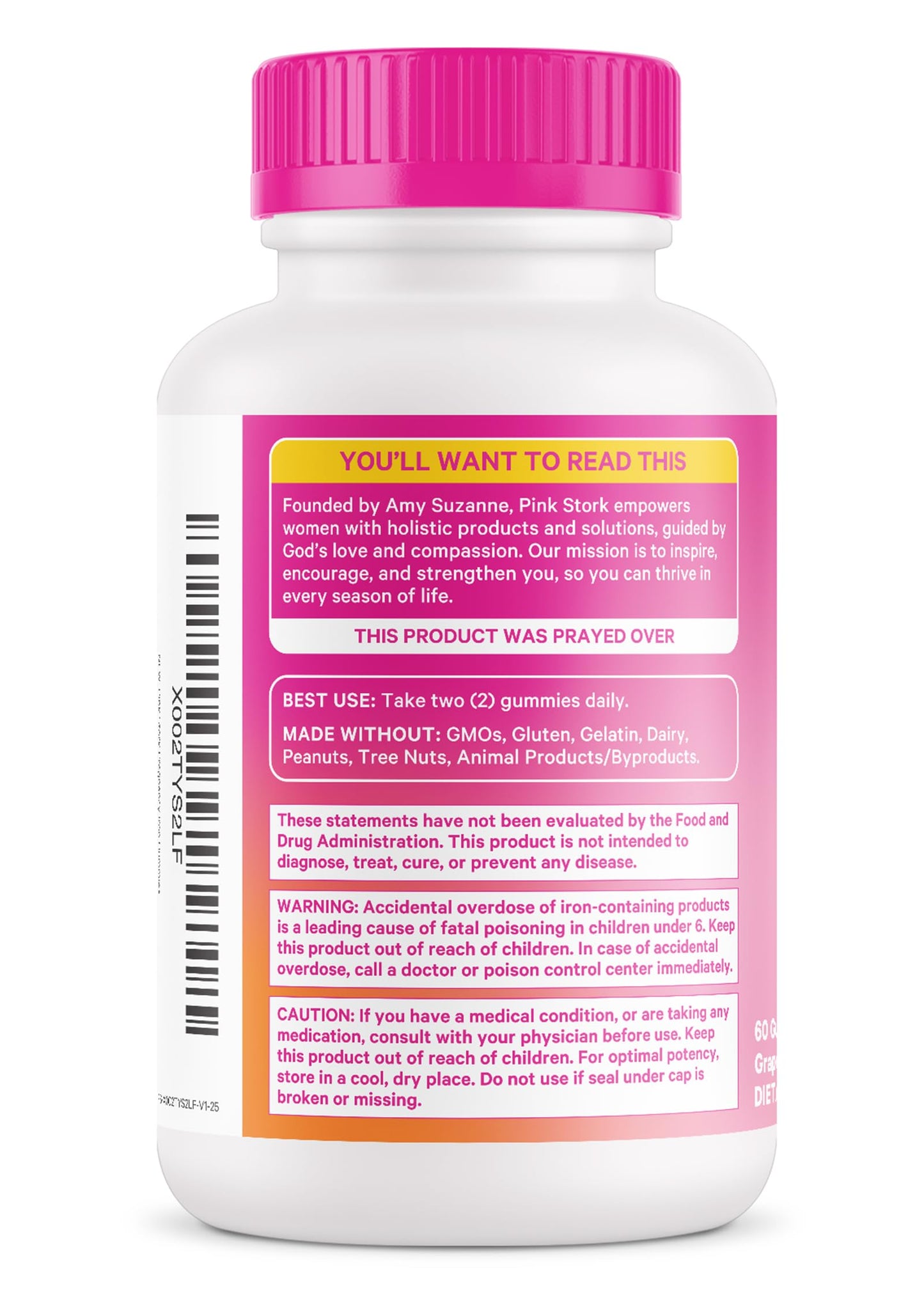 Pink Stork Prenatal Iron Gummies - 20 mg Iron + Vitamin C (Grape)