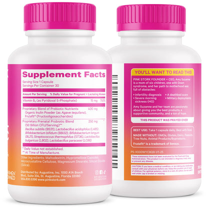 Pink Stork Prenatal Probiotics for Women – 60 Capsules | Gut Health & Immune Support