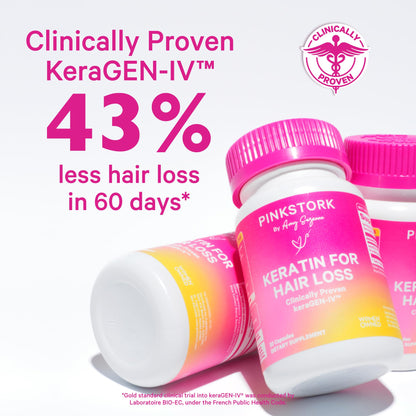 Pink Stork Keratin Hair Loss Supplement for Women | KeraGEN-IV Hair Growth & Postpartum Support