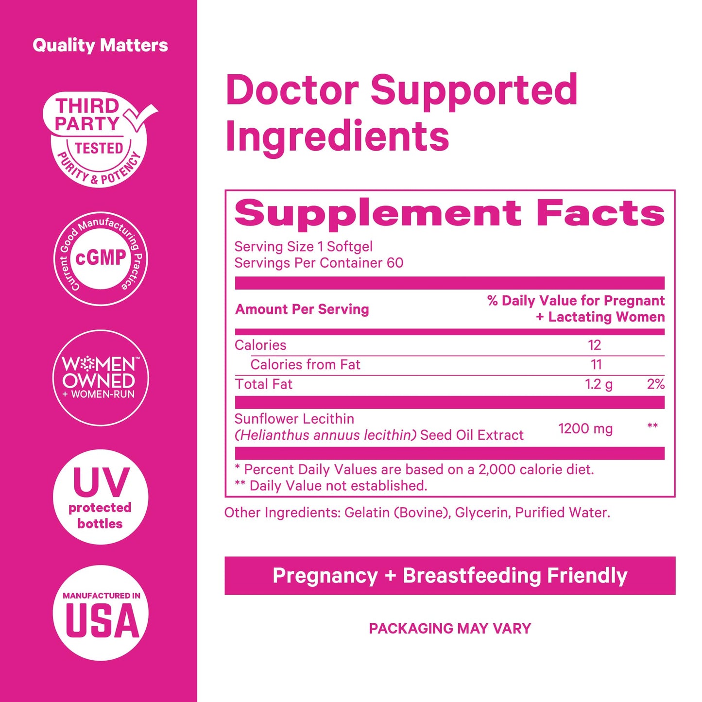 Pink Stork Sunflower Lecithin Supplement - 1200 mg for Clogged Milk Ducts - Breastfeeding Essentials for Postpartum Moms - Supports Breast Milk Flow - 60 Softgels