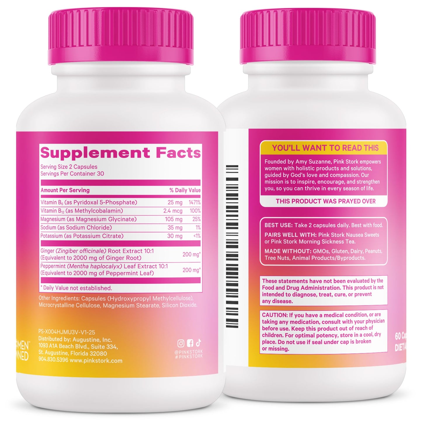 Pink Stork Vitamin B6, Ginger & Electrolyte Capsule – GLP1 Support & Gentle Digestive Balance