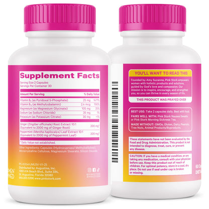 Pink Stork Vitamin B6, Ginger & Electrolyte Capsule – GLP1 Support & Gentle Digestive Balance