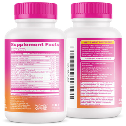 Pink Stork Total Prenatal Vitamins with DHA – Berry Essence, 60 Capsules