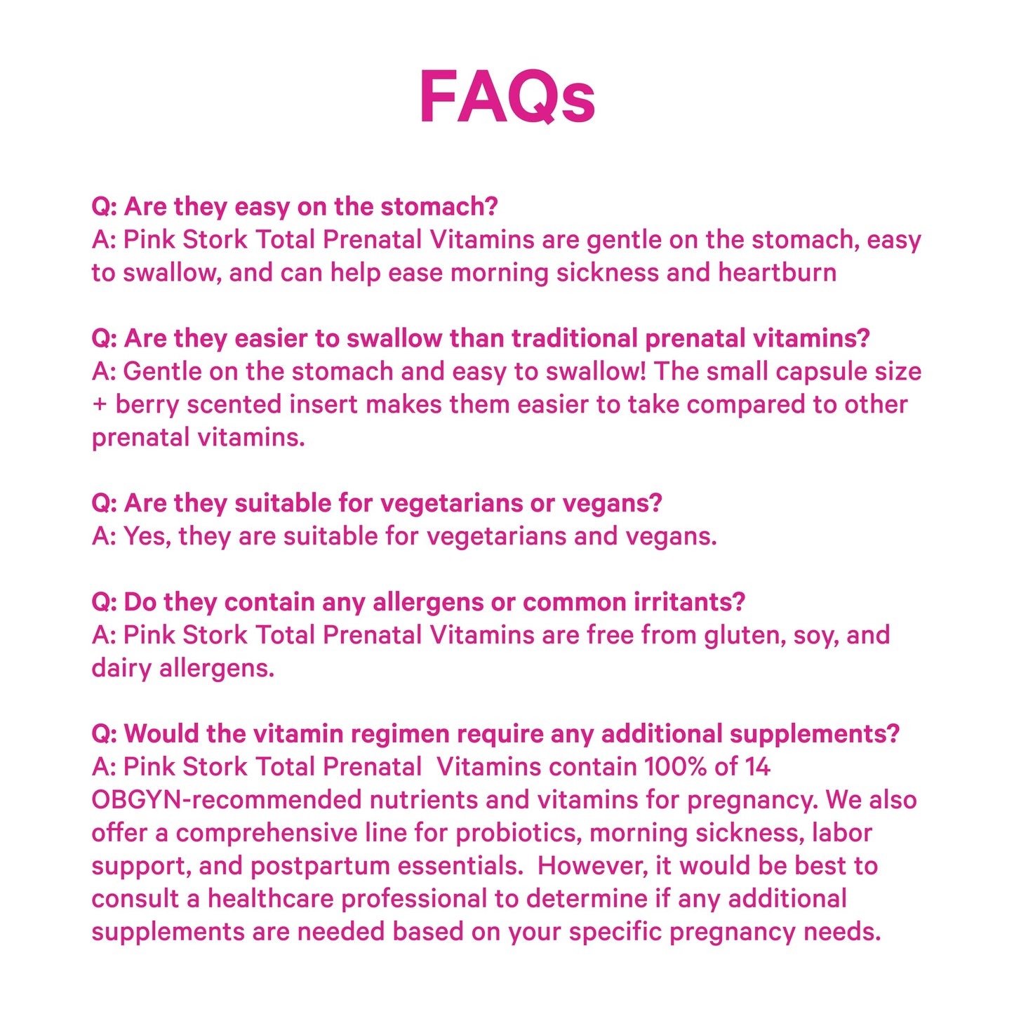 Pink Stork Total Prenatal Vitamins with DHA – Berry Essence, 60 Capsules