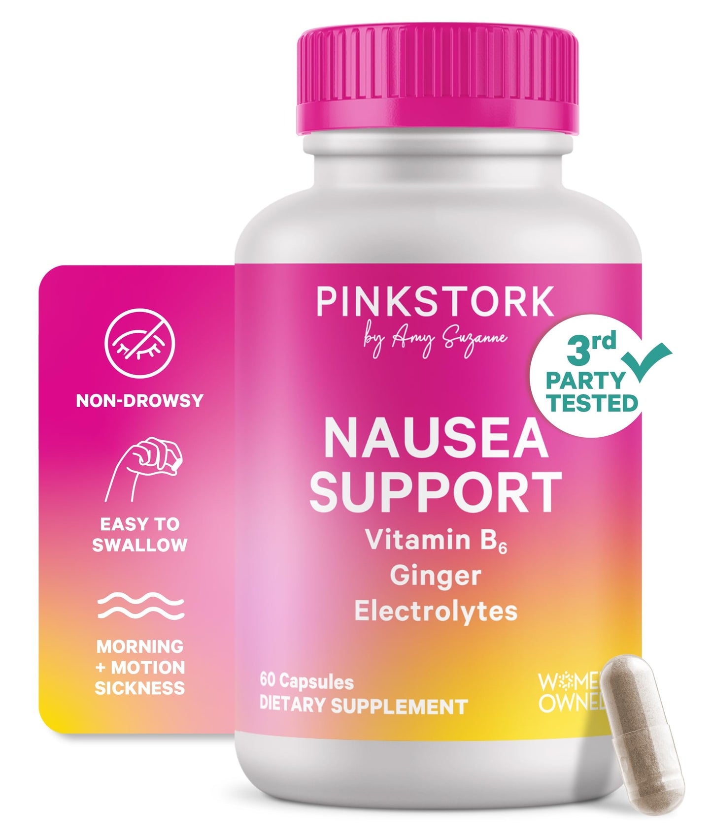 Pink Stork Vitamin B6, Ginger & Electrolyte Capsule – GLP1 Support & Gentle Digestive Balance