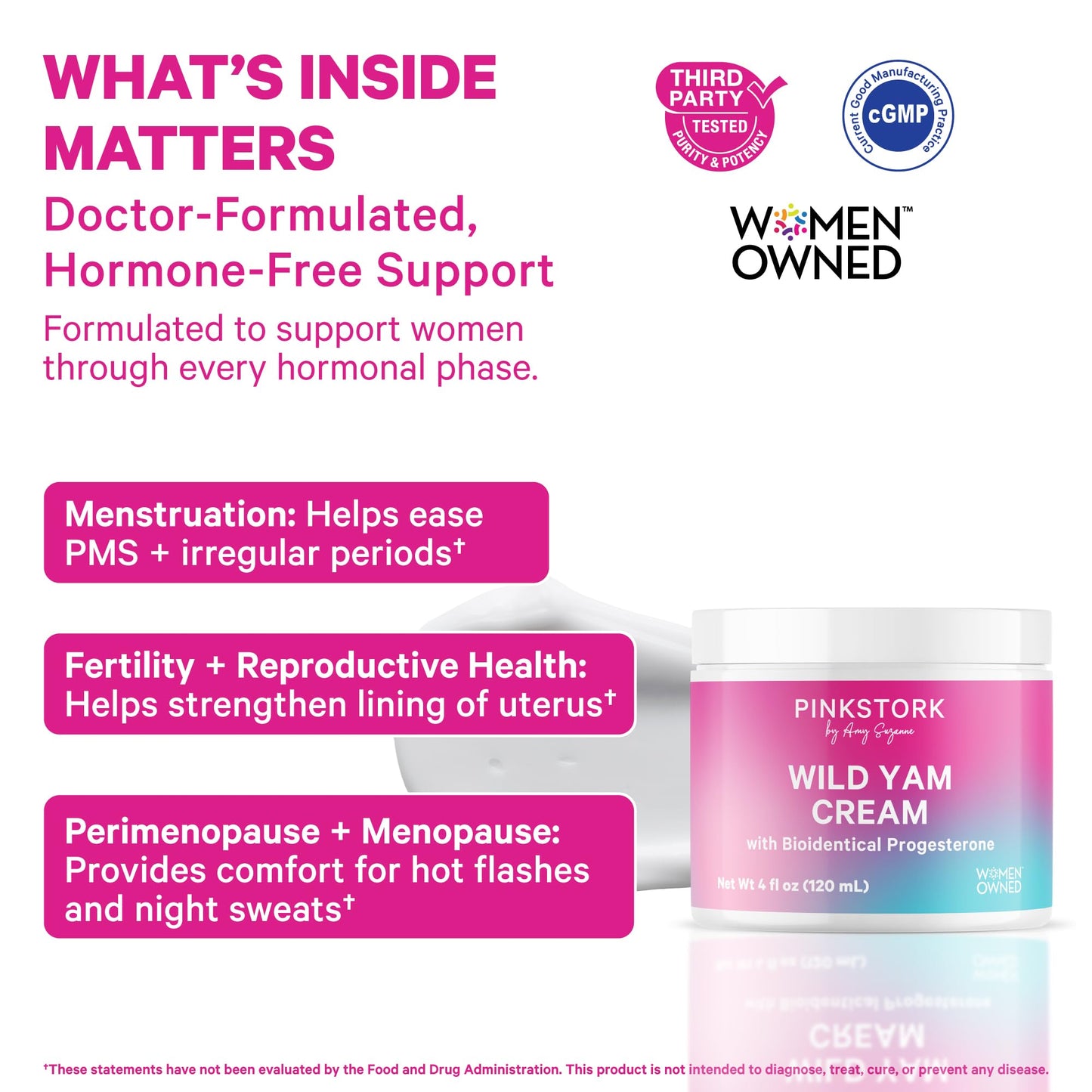 Pink Stork Wild Yam Cream for Hormone Balance | Doctor-Formulated, Unscented 4 oz