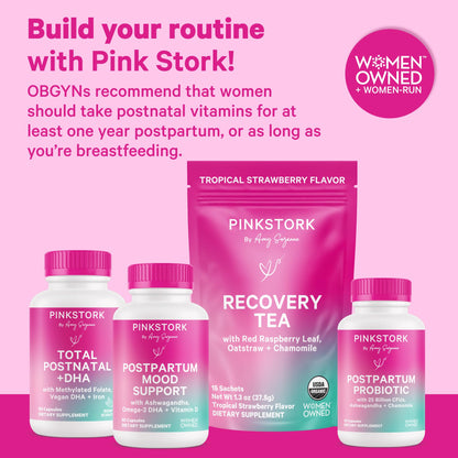 Pink Stork Total Postnatal Vitamins – Vegan DHA, Iron, Folate & B12 | 1 Month Supply
