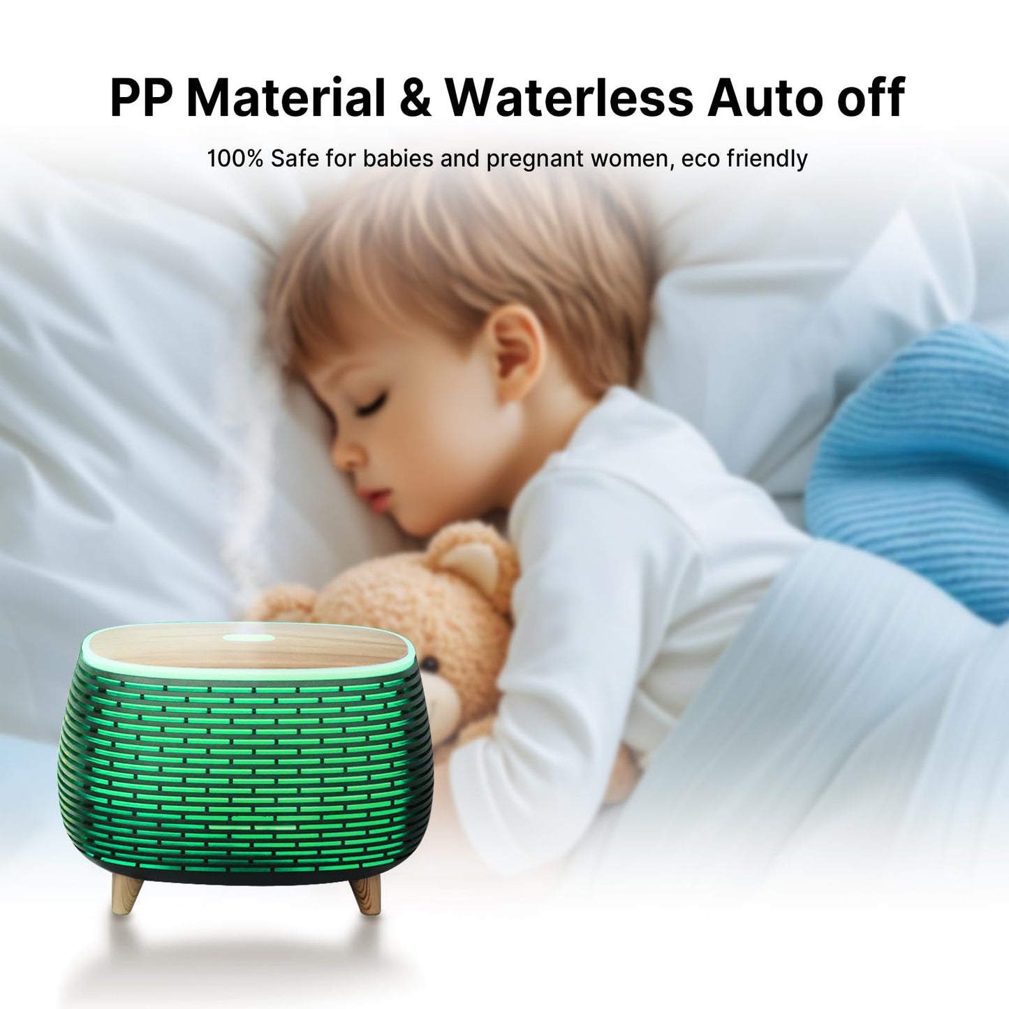 PinPure 400ml Essential Oil Diffuser – Ultrasonic, 2 Mist Modes, Auto-Off, 7 LED Lights