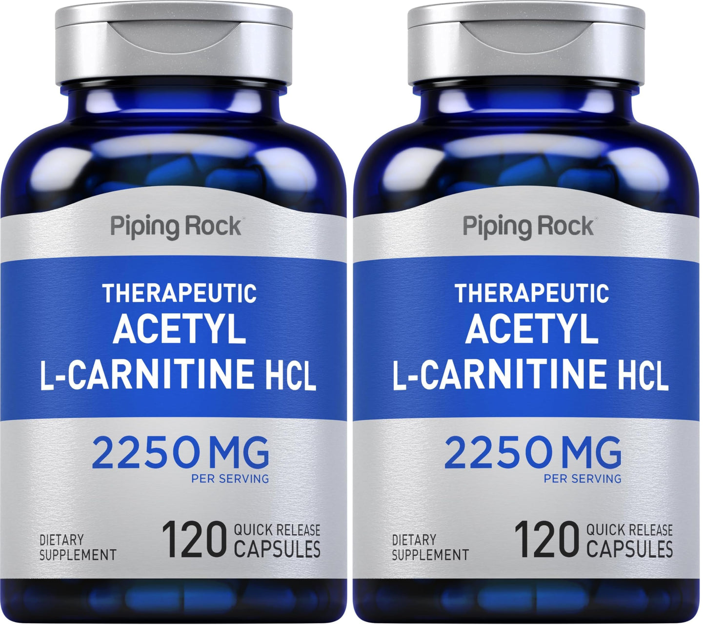 Piping Rock Acetyl L-Carnitine HCL 2250mg – 120 Capsules – Non-GMO, Gluten Free – Pack of 2