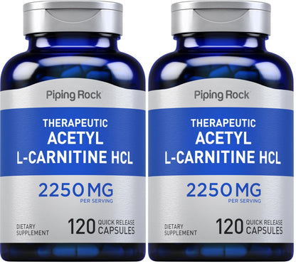 Piping Rock Acetyl L-Carnitine HCL 2250mg – 120 Capsules – Non-GMO, Gluten Free – Pack of 2