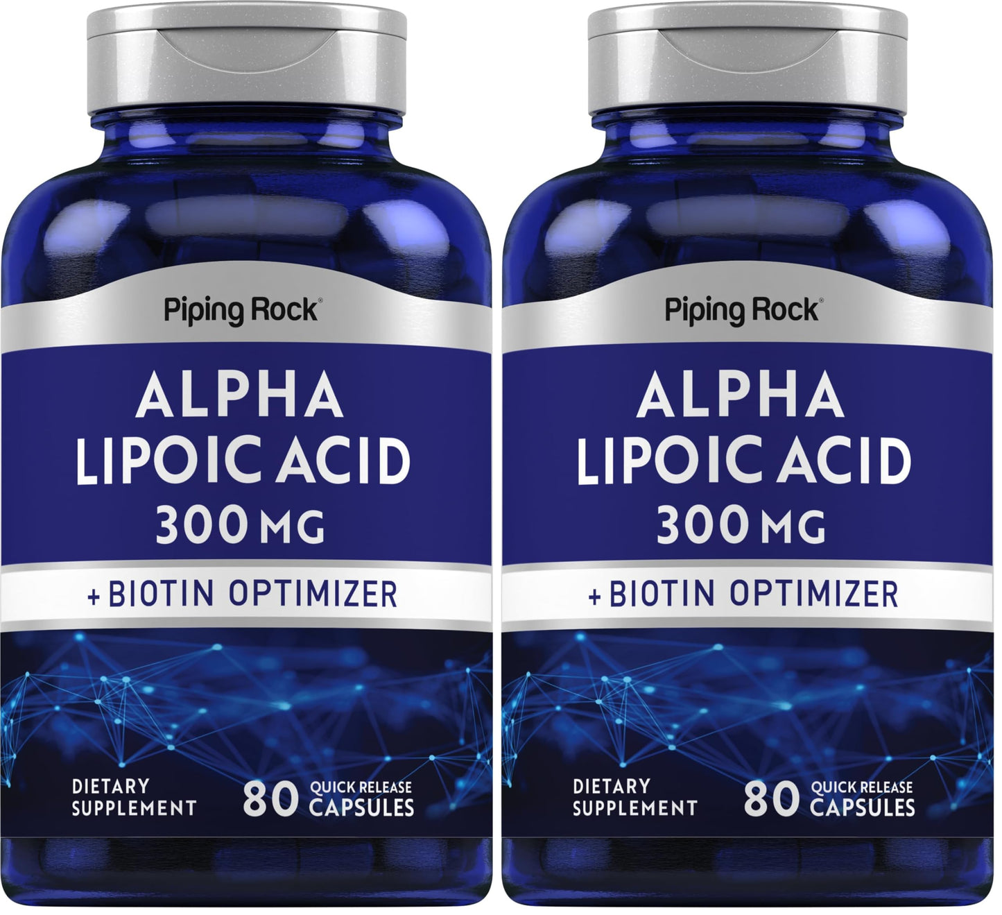 Piping Rock Alpha Lipoic Acid 300mg – 80 Capsules | Biotin Optimizer | Non-GMO & Gluten Free | Pack of 2