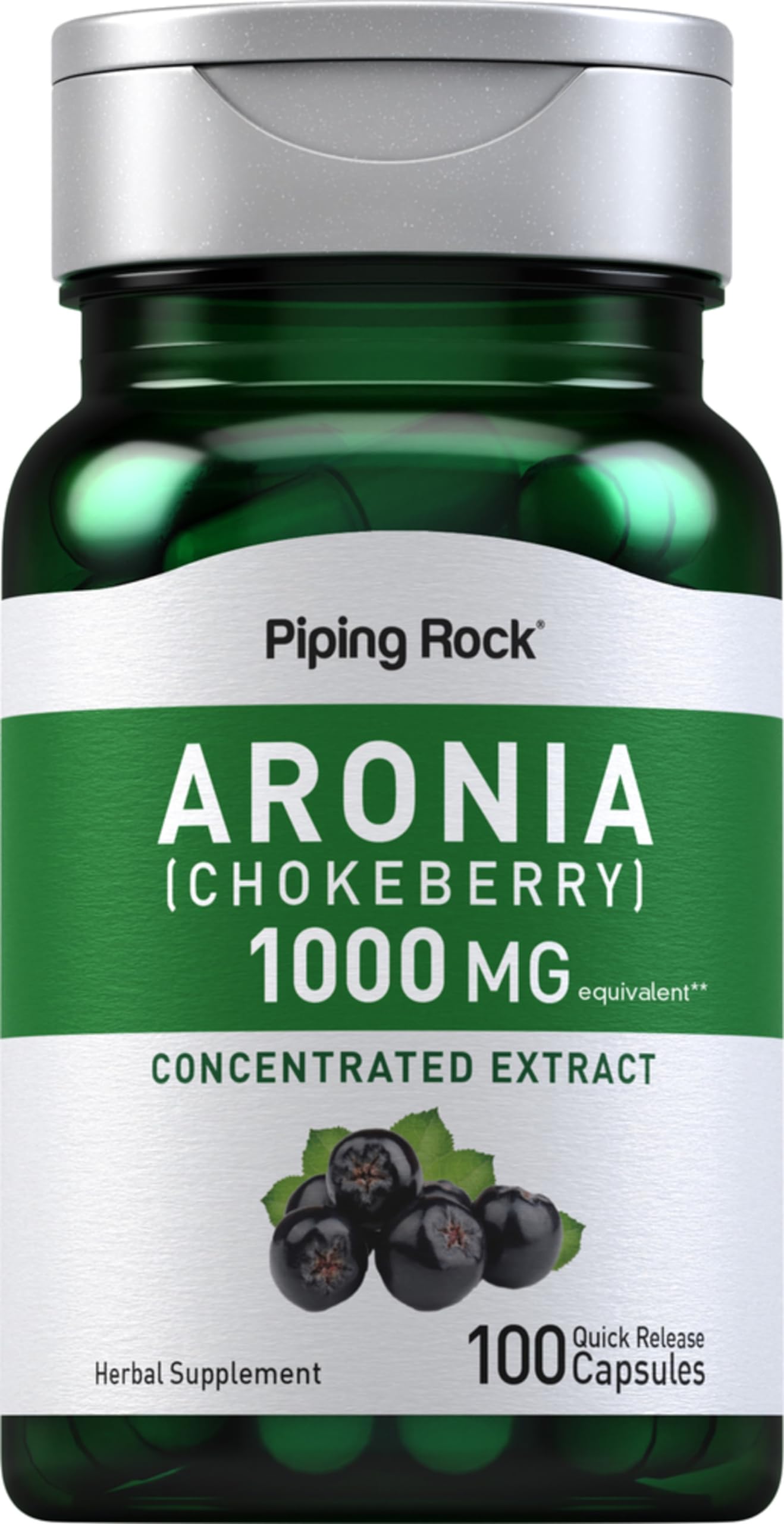 Piping Rock Aronia Berry Capsules 1000mg – 100 Pills | Non-GMO, Gluten Free